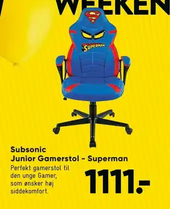 Bilka Subsonic Junior Gamerstol - Superman tilbud