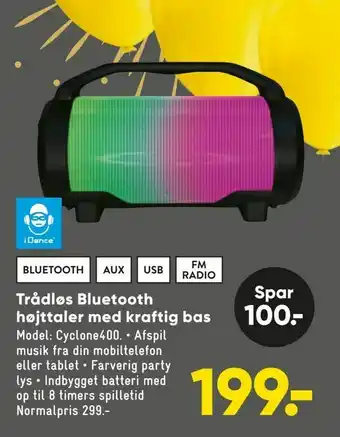 Bilka Trådløs Bluetooth højttaler med kraftig bas tilbud