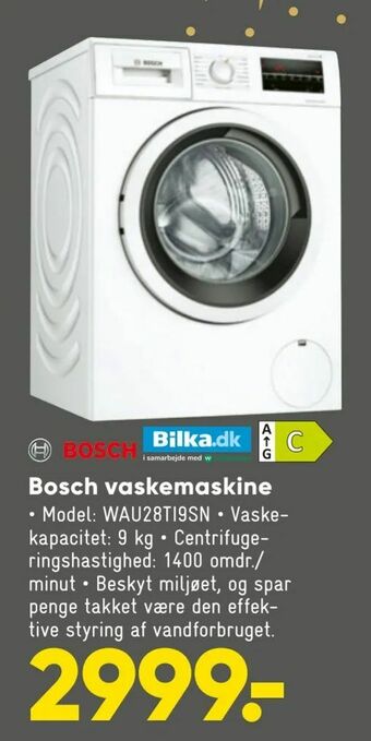 Bilka Bosch vaskemaskine tilbud