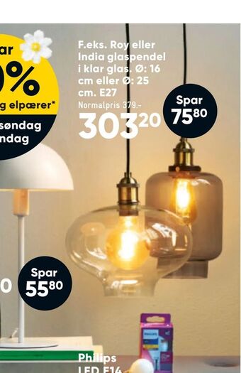 Bilka Roy eller India glaspendel i klar glas tilbud