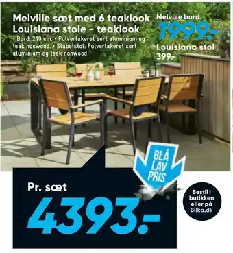 Bilka Melville sæt med 6 teaklook Louisiana stole - teaklook tilbud
