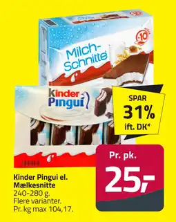 Fleggaard Kinder Pingui el. Mælkesnitte tilbud