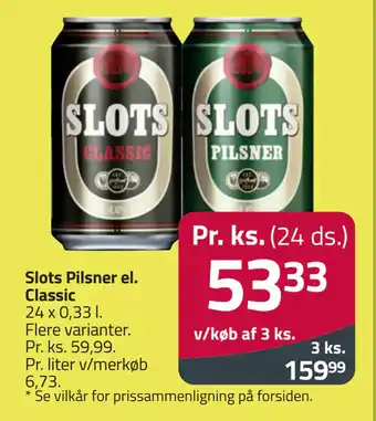 Fleggaard Slots Pilsner el. Classic tilbud