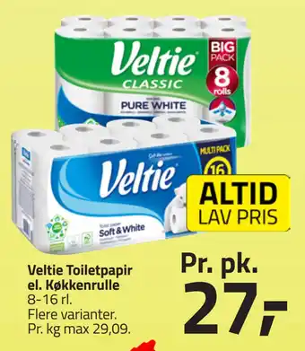 Fleggaard Veltie Toiletpapir el. Køkkenrulle tilbud