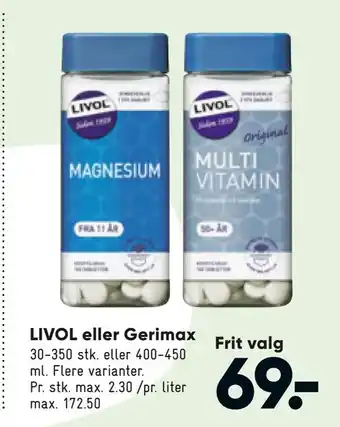Bilka LIVOL eller Gerimax tilbud