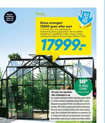Bilka Sirius orangeri 13000 grøn eller sort tilbud