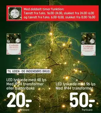 REMA 1000 LED lyskæde med 96 lys Med IP44 transformer tilbud