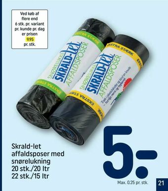 REMA 1000 Skrald-let affaldsposer med snørelukning tilbud