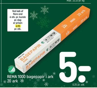 REMA 1000 REMA 1000 bagepapir i ark 20 ark tilbud