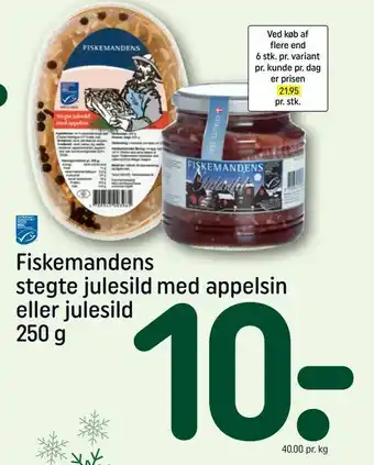 REMA 1000 Fiskemandens stegte julesild med appelsin eller julesild tilbud