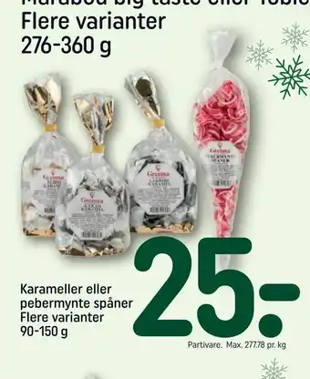 Karameller eller pebermynte spåner