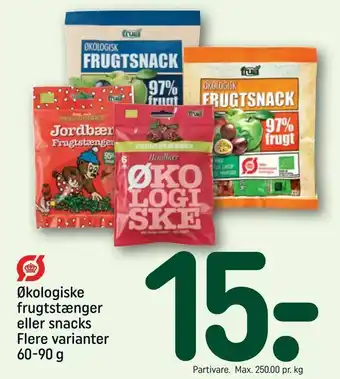 REMA 1000 Økologiske frugtstænger eller snacks tilbud