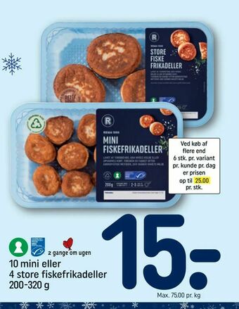 REMA 1000 10 mini eller 4 store fiskefrikadeller tilbud