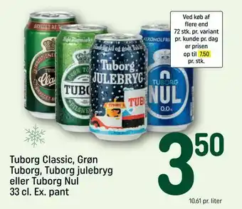 REMA 1000 Tuborg Classic, Grøn Tuborg, Tuborg julebryg eller Tuborg Nul tilbud