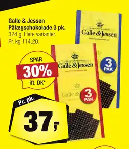 Calle Galle & Jessen Pålægschokolade 3 pk tilbud