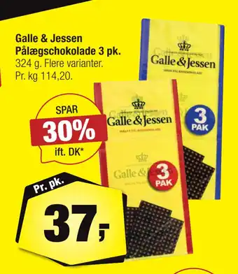 Calle Galle & Jessen Pålægschokolade 3 pk tilbud