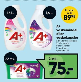 Bilka A+ vaskemiddel eller vaskekapsler tilbud