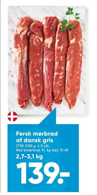 Bilka Fersk mørbrad af dansk gris 2,7-3,1 kg tilbud
