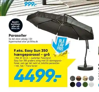 Bilka Easy Sun 350 hængeparasol - grå tilbud