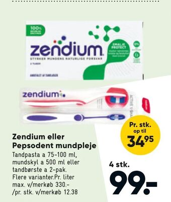 Bilka Zendium eller Pepsodent mundpleje tilbud