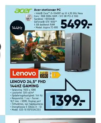 Bilka Lenovo 24,5" fhd 144hz gaming tilbud