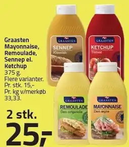 Fleggaard Graasten Mayonnaise, Remoulade, Sennep el. Ketchup - 2 stk tilbud