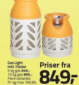 Fleggaard Gas Light inkl. Flaske 5 kg eller 10 kg gas tilbud