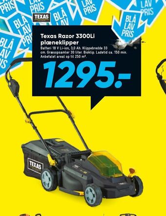Bilka Texas Razor 3300Li plæneklipper tilbud
