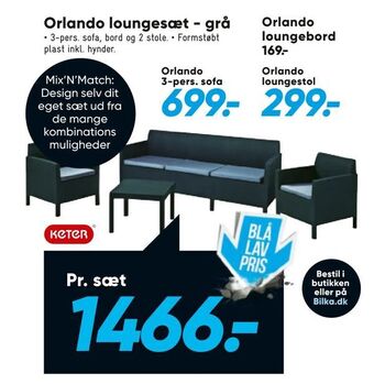 Bilka Orlando loungesæt - grå tilbud