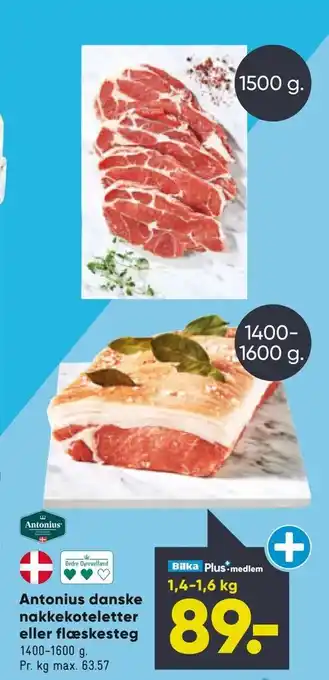 Bilka Antonius danske nakkekoteletter eller flæskesteg tilbud