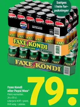 Coop 365 Faxe Kondi eller Pepsi Max* tilbud