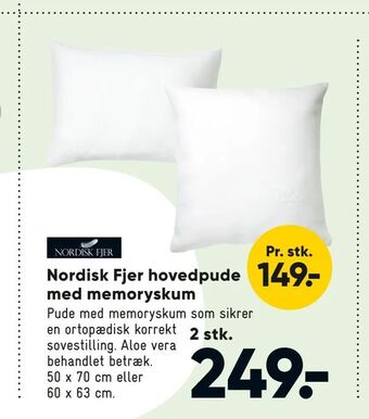Bilka Nordisk Fjer hovedpude med memoryskum tilbud