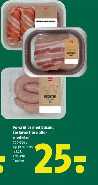 Coop 365 Farsruller med bacon, forloren hare eller medister tilbud