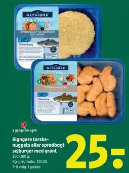 Coop 365 Glyngøre torske- nuggets eller sprødbagt sejburger med grønt. tilbud