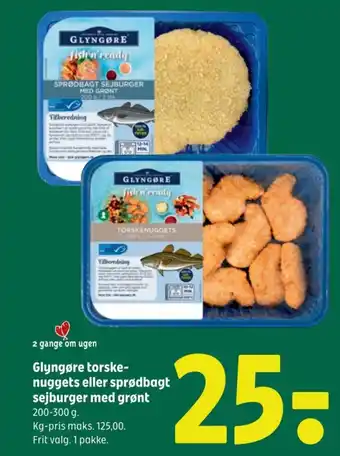 Coop 365 Glyngøre torske- nuggets eller sprødbagt sejburger med grønt. tilbud