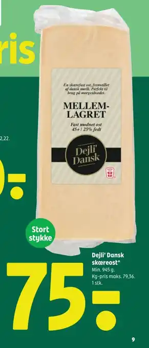 Coop 365 Dejli' Dansk skæreost* tilbud