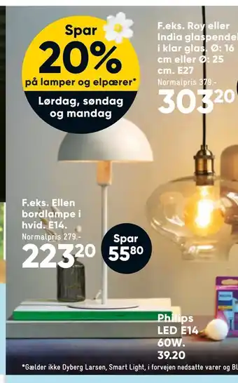 Ellen bordlampe i hvid. E14