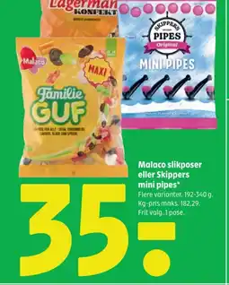 Coop 365 Malaco slikposer eller Skippers mini pipes* tilbud