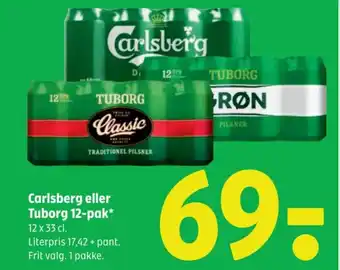 Coop 365 Carlsberg eller Tuborg 12-pak tilbud