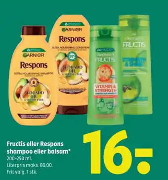 Coop 365 Fructis eller Respons shampoo eller balsam tilbud