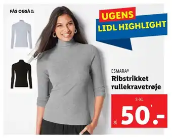 Lidl ESMARA® Ribstrikket rullekravetrøje tilbud