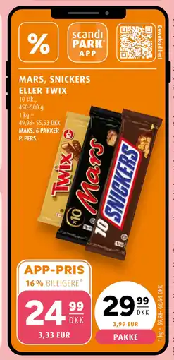 Scandinavian Park MARS, SNICKERS ELLER TWIX tilbud