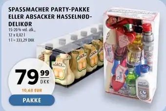 Scandinavian Park SPASSMACHER PARTY-PAKKE ELLER ABSACKER HASSELNØDDELIKØR tilbud