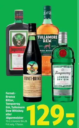 Coop 365 Fernet-Branca Bitter, Tanqueray Gin, Tullamore Dew Whiskey eller Jägermeister tilbud