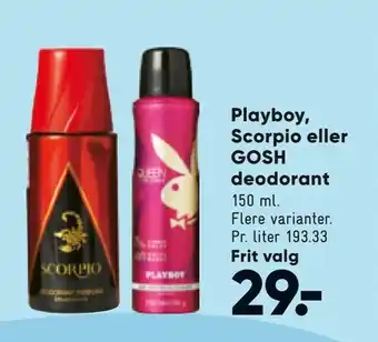 Bilka Playboy, Scorpio eller GOSH deodorant tilbud