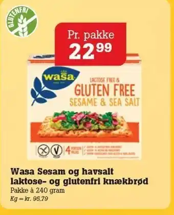 Poetzsch Padborg Wasa Sesam og havsalt laktose- og glutenfri knækbrød tilbud