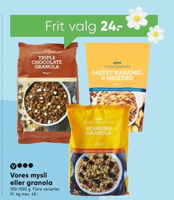 Bilka Vores mysli eller granola tilbud
