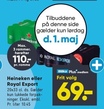 Bilka Heineken eller Royal Export tilbud
