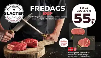 Kvickly Fredagsbøf dansk kalv entrecote eller ribeye tilbud