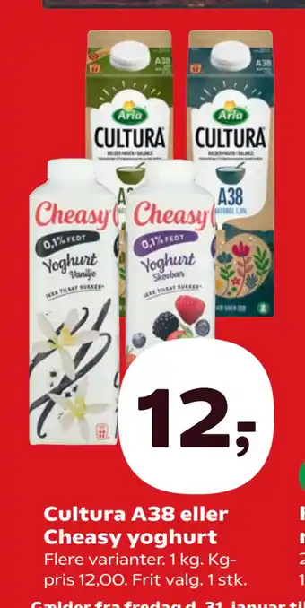 SuperBrugsen Cultura A38 eller Cheasy yoghurt tilbud